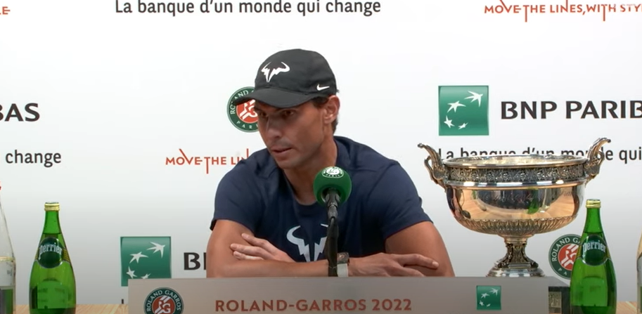 Rafa nadal en rueda de prensa de roland garros